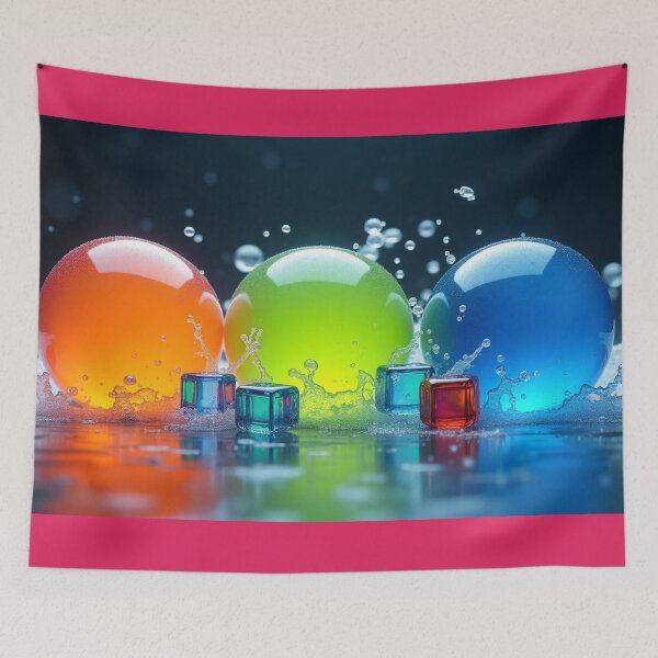 Item preview, Colorful Glowing Glass Spheres with Water Splash. designed and sold by fbtrisha.