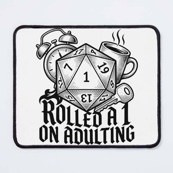 Item preview, Rolled A 1 On Adulting — Woodcut Dice Fail Design designed and sold by Wanderquill Studio.
