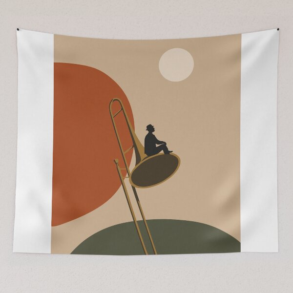 Item preview, Minimalist Jazz Trombone Print | Bauhaus Music Art | Mid-Century Modern Musician Print | Abstract Jazz Decor designed and sold by Studio pod Burom.