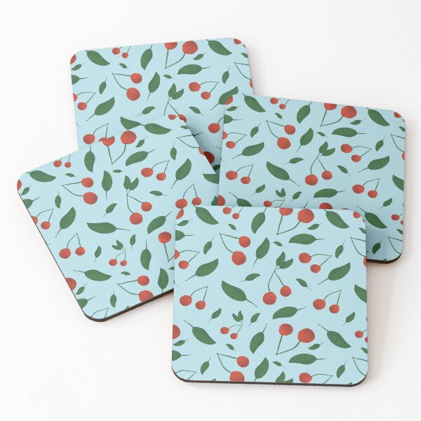 Item preview, Pretty cherries on a blue background designed and sold by BelirisCréations.