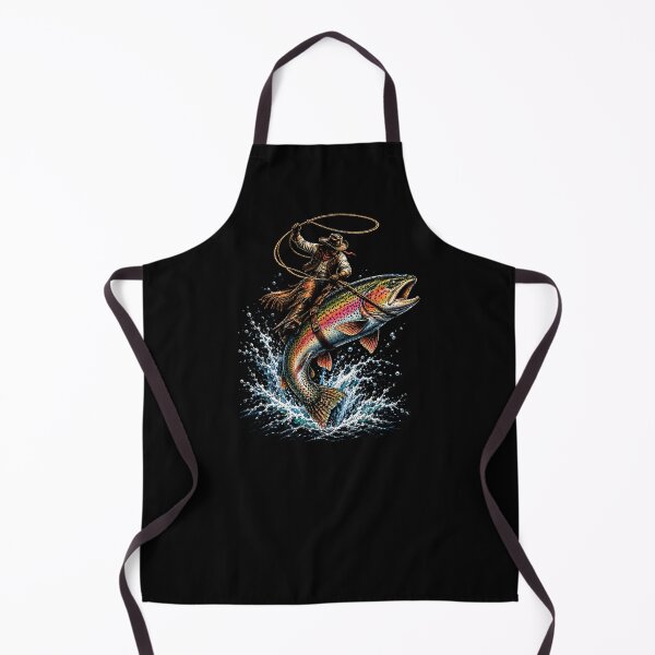 Item preview, Cowboy Riding a Giant Rainbow Trout Retro Fishing designed and sold by SOUFIANE1991.