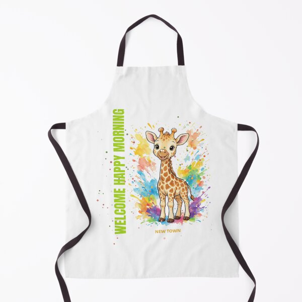 Item preview, Baby giraffe with watercolor splashes with the phrase "Welcome Happy Morning" designed and sold by DVerse Studio.