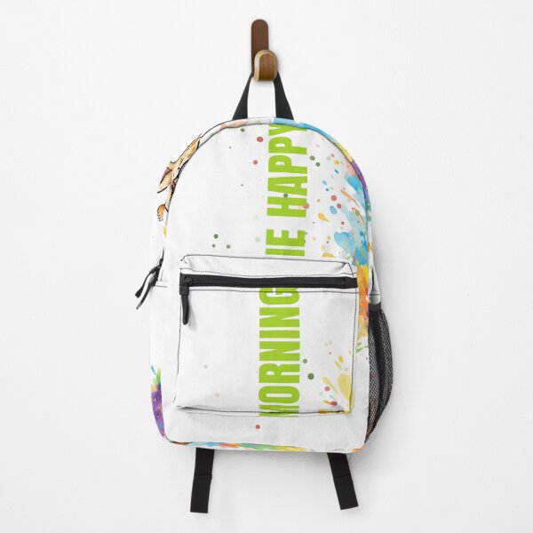 Item preview, Baby giraffe with watercolor splashes with the phrase "Welcome Happy Morning" designed and sold by DVerse Studio.