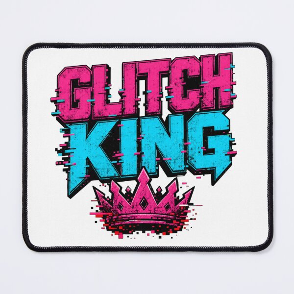 Item preview, Glitch King - Cyberpunk Neon Crown Typography designed and sold by Wear-X.