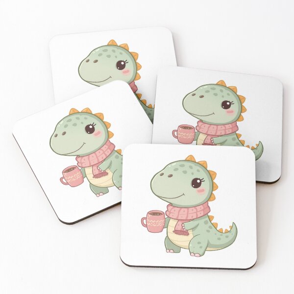 Item preview, Cozy Dinosaur Coffee Sticker | Dinosaur with Warm Mug & Scarf | Winter Dinosaur Illustration | Cozy Autumn Aesthetic Art designed and sold by Pandey14.