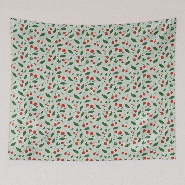 Item preview, Pretty cherries on a green background designed and sold by BelirisCréations.