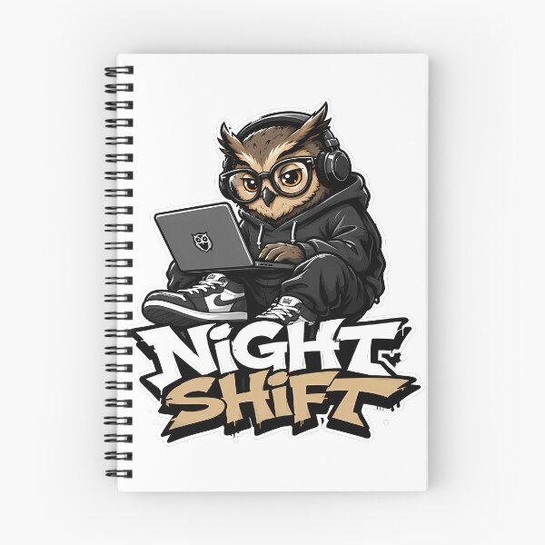 Item preview, Night Shift Owl Streetwear Cartoon Sticker – Geek Owl with Laptop & Headphones designed and sold by Aesthicer.
