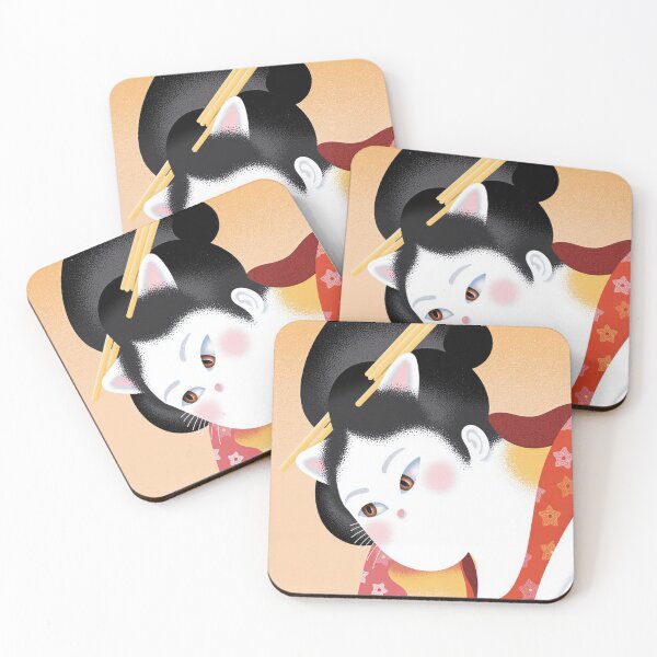 Item preview, Catagawa Utamaro - Cat Geisha designed and sold by Pop-And-Pixels.