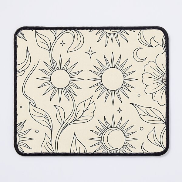 Item preview, Retro Cosmic Floral Line Art Pattern designed and sold by Thai Vibe Studio.