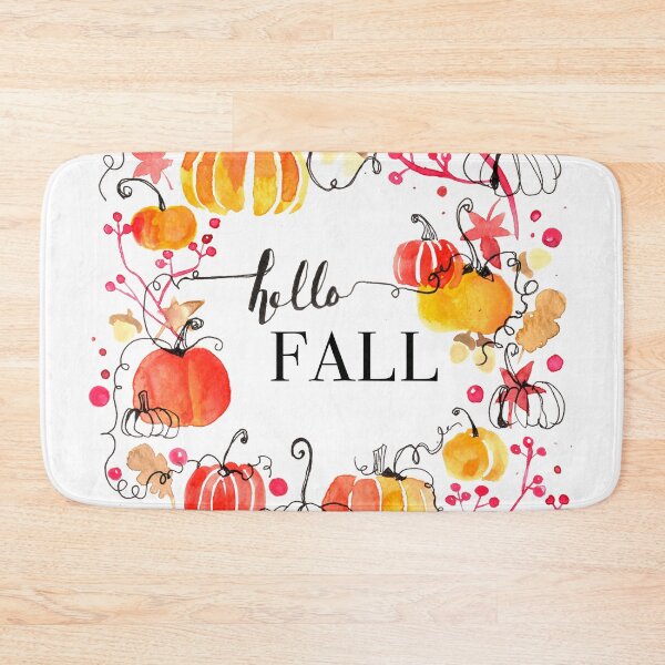 Item preview, HELLO FALL | Cozy Autumn Illustration | Fall Watercolor Pumpkins Art designed and sold by CaroEscalante.