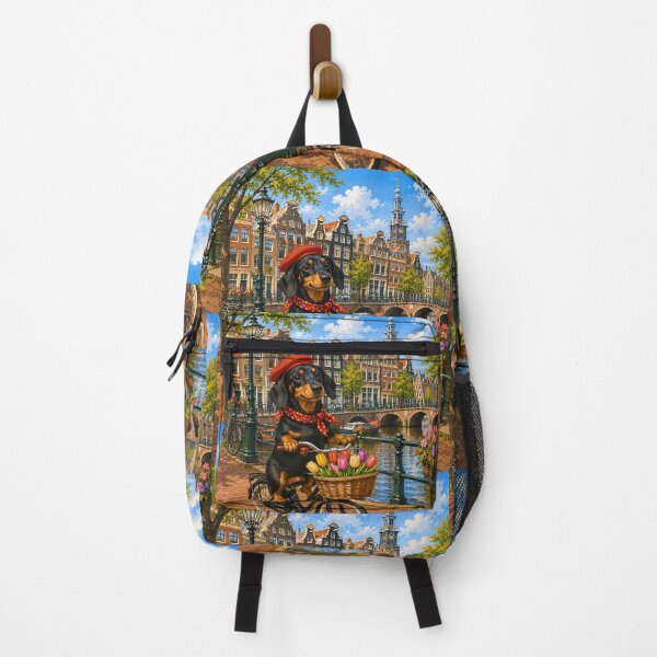 Item preview, Dachshund cycling through Amsterdam. designed and sold by Nomad-Paws.