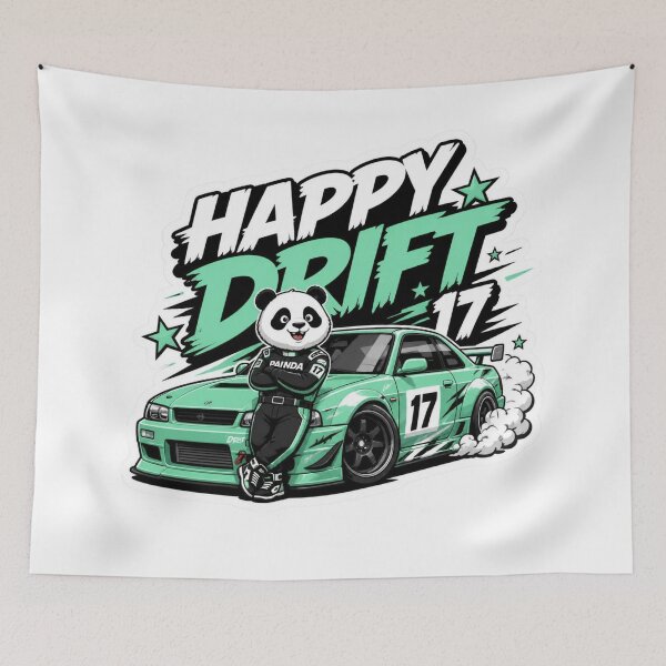 Item preview, Happy Drift Kawaii Sports Car Sticker PNG | Cute Panda Racing Graphic | JDM Drift Streetwear Vinyl Decal | Original Mascot Design designed and sold by Stylestickers55.