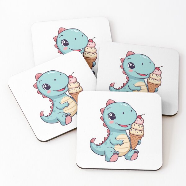 Item preview, Dinosaur Ice Cream Sticker | Pastel Dino with Triple Scoop Cone | Summer Dessert Illustration | Ice Cream Lover Gift designed and sold by Pandey14.