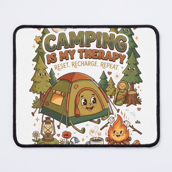 Item preview, Camping Is My Therapy | Funny Camping T-Shirt | Cute Campfire Graphic | Outdoor Adventure Sticker designed and sold by SAJ Design Studio.
