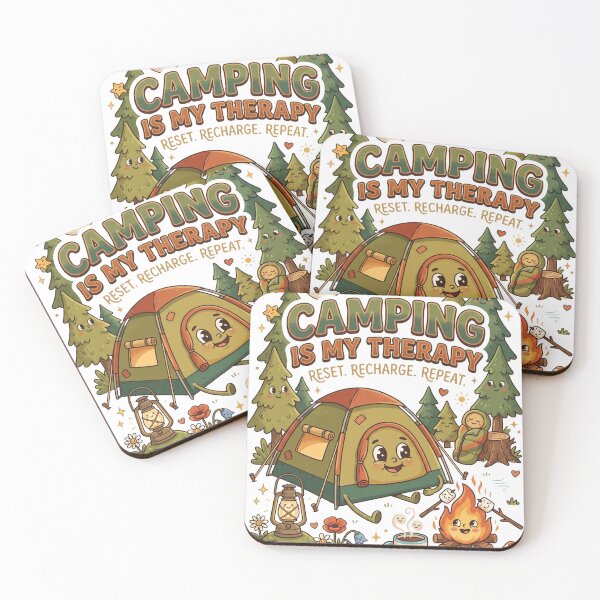 Item preview, Camping Is My Therapy | Funny Camping T-Shirt | Cute Campfire Graphic | Outdoor Adventure Sticker designed and sold by SAJ Design Studio.