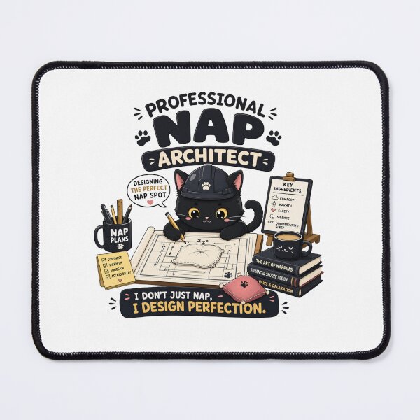 Item preview, Professional Nap Architect Black Cat Dad Funny Kawaii T-Shirt designed and sold by Ashley critters.