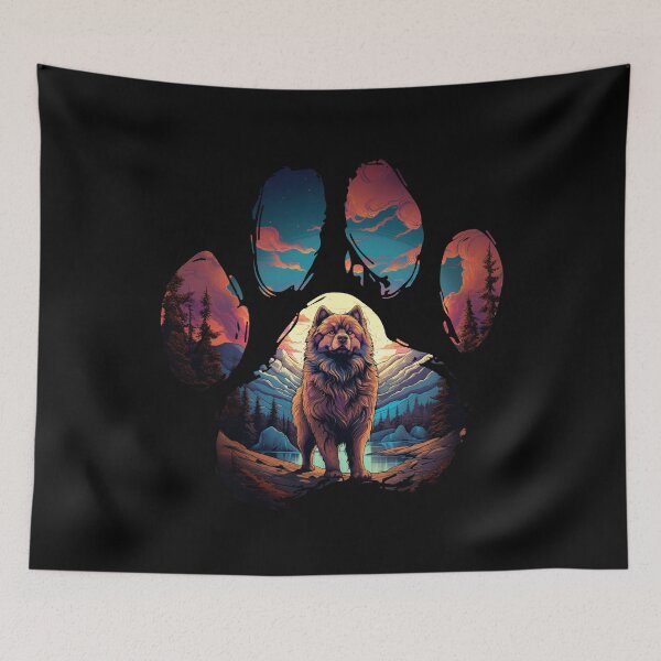 Item preview, Funny Eurasier Paw Synthwave Mountain Tree Mom Dad Kids designed and sold by rafaeltto.