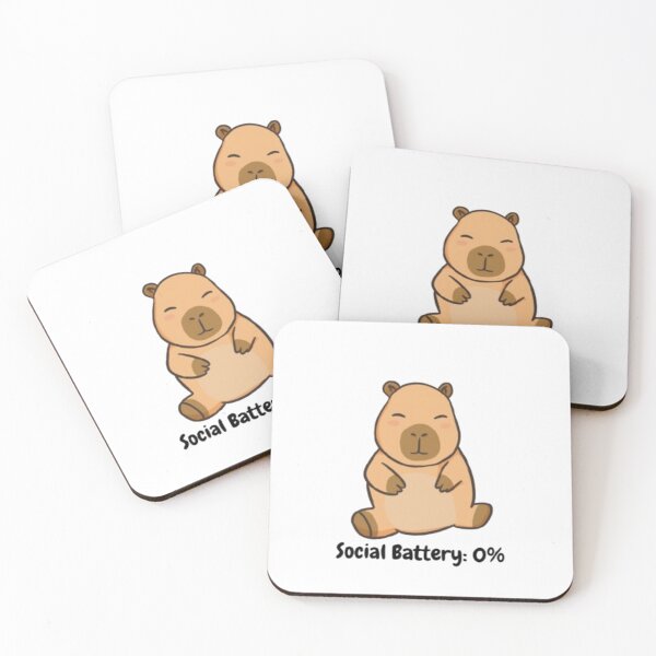 Item preview, Social Battery: 0% - Cute Capybara designed and sold by NovaVesta.