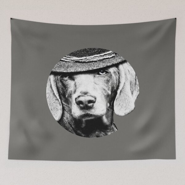 Item preview, Classy Dog with Hat, Black and White Dog Portrait, Gangster Dog Aesthetic, Stylish Pet Art Design Circular designed and sold by AnimalVibes.