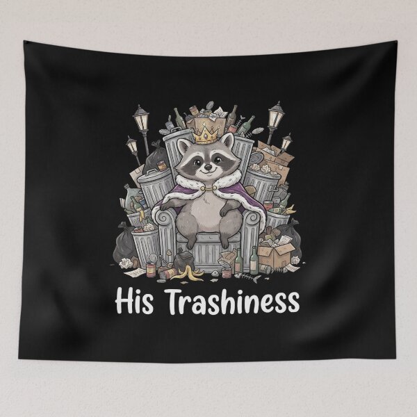 Item preview, His Trashiness Funny Raccoon Trash King Long Sleeve T-Shirt | Cute Trash Panda Humor Graphic Gift designed and sold by Trendably.