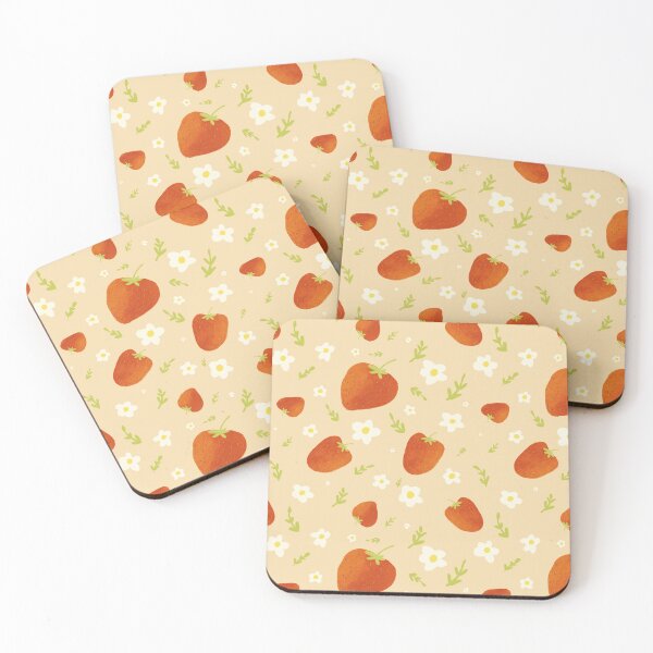 Item preview, Pretty strawberries on a yellow background designed and sold by BelirisCréations.
