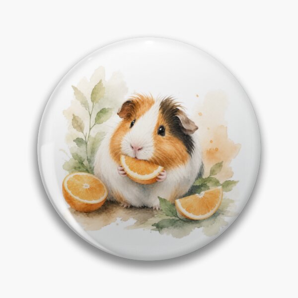 Item preview, Tricolor Guinea Pig Eating Orange designed and sold by JardinAquarel.