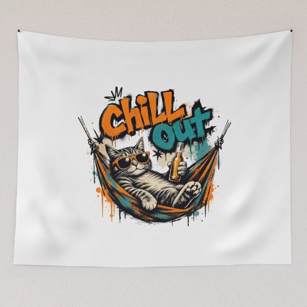 Item preview, Cool cat with sunglasses in a hammock designed and sold by Radixbarny.