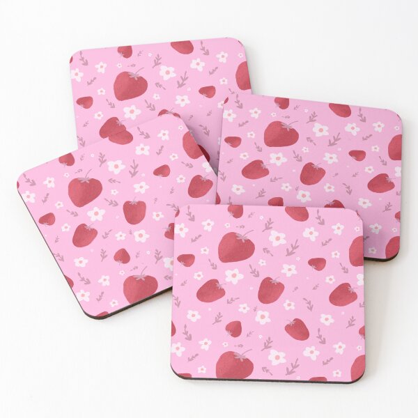 Item preview, Pretty strawberries on a bright pink background designed and sold by BelirisCréations.