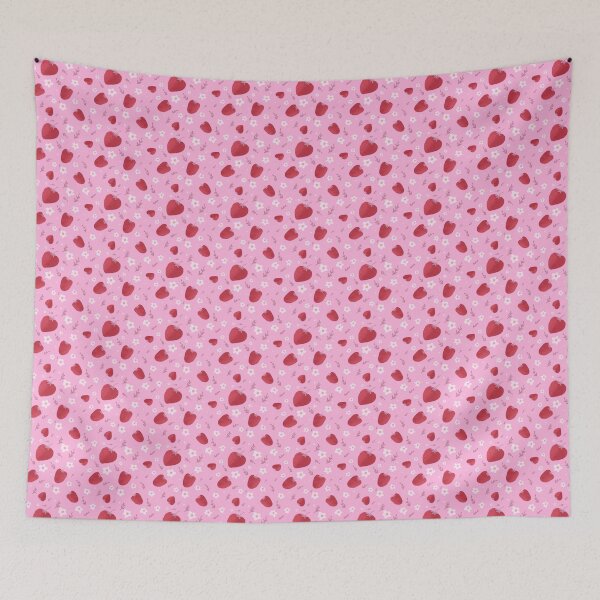 Item preview, Pretty strawberries on a bright pink background designed and sold by BelirisCréations.