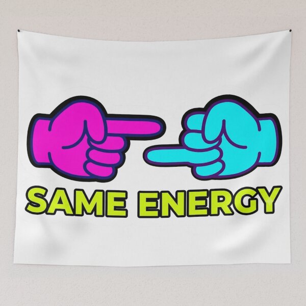 Item preview, Same Energy Pointing Hands Relatable Meme Vibes Sticker designed and sold by NeonNerdStudio.