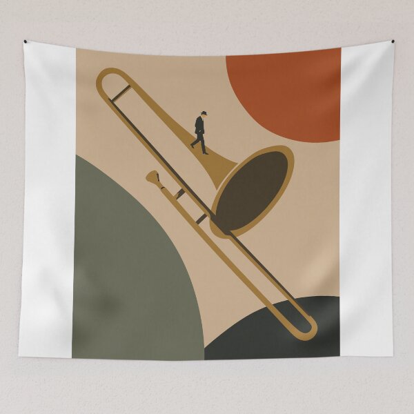 Item preview, Jazz Trombone Journey Print | Minimalist Music Art | Bauhaus Mid-Century Modern Print | Abstract Musician Decor designed and sold by Studio pod Burom.