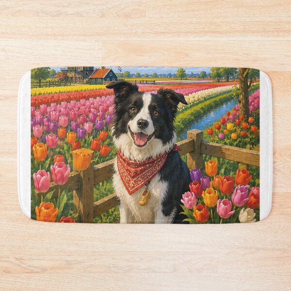 Item preview, Border Collie visiting the tulip fields designed and sold by Nomad-Paws.