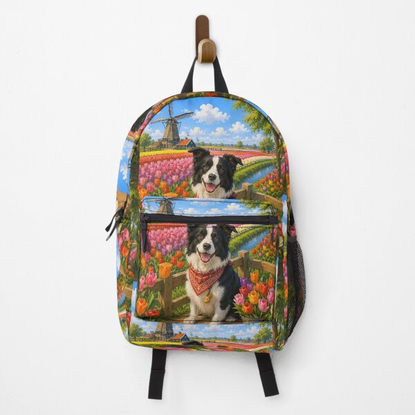 Item preview, Border Collie visiting the tulip fields designed and sold by Nomad-Paws.