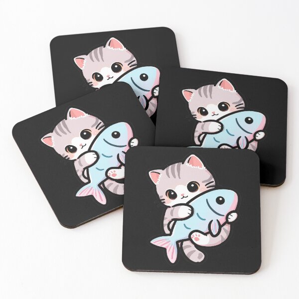 Item preview, Chubby Blue Cat Hugging a Golden Fish Tee designed and sold by Nuttajak.