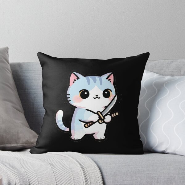 Item preview, Cute Samurai Cat with Katana | Kawaii Warrior Kitty T-Shirt designed and sold by Nuttajak.