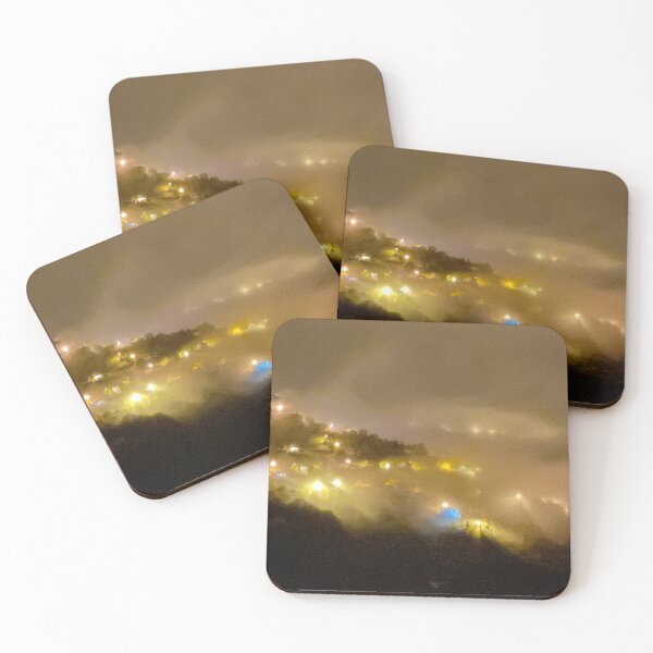 Item preview, Lost in the Fog – Misty Mountain Village at Night designed and sold by Mavriboy.