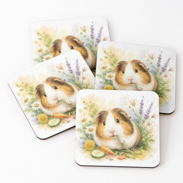 Item preview, Tricolor guinea pig in the flower garden designed and sold by JardinAquarel.