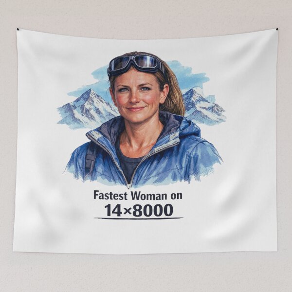 Item preview, Fastest Woman 14×8000 m Mountaineering Art designed and sold by GabeMountainArt.