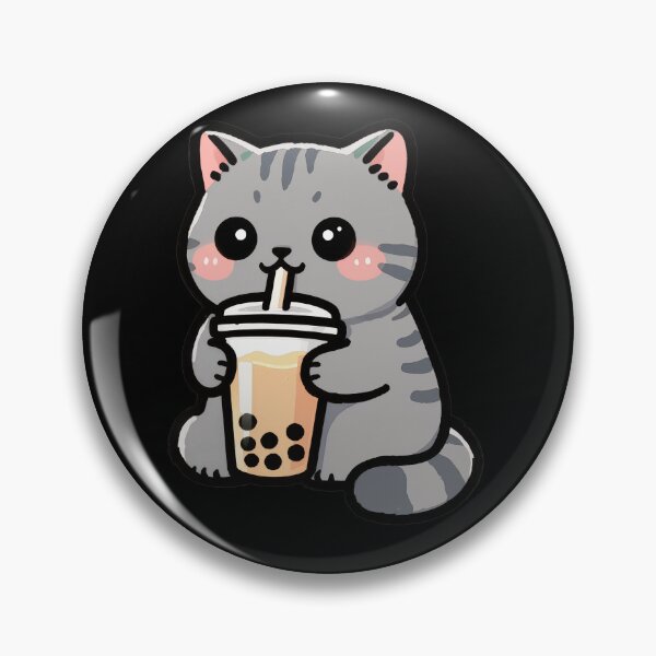 Item preview, Cute Gray Cat Drinking Bubble Tea | Kawaii Boba Cat T-Shirt designed and sold by Nuttajak.