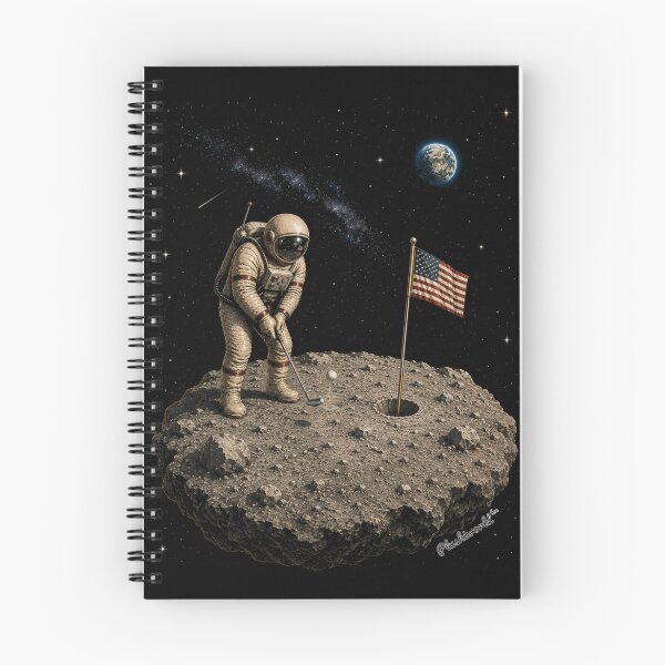 Item preview, Astronaut Playing Golf on Floating Asteroid | Vintage Space Pop Art | Retro Sci-Fi Design by PlushiWorld™ designed and sold by PLUSHIWORLDtm.