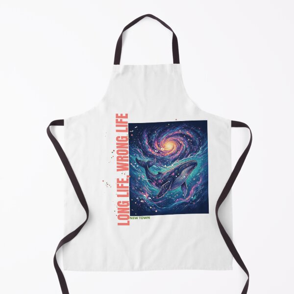 Item preview, Whale swimming beneath a galaxy with the phrase "Long Life, Wrong Life designed and sold by DVerse Studio.