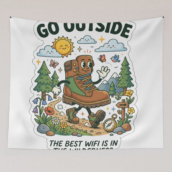Item preview, Go Outside | Funny Hiking T-Shirt | Outdoor Adventure Graphic | Nature Lover Sticker designed and sold by SAJ Design Studio.