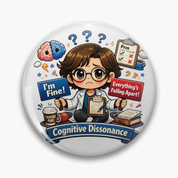 Item preview, Cognitive Dissonance – Chibi Psychology Design | Freudian Slip Co. designed and sold by Freudian Slip Co..