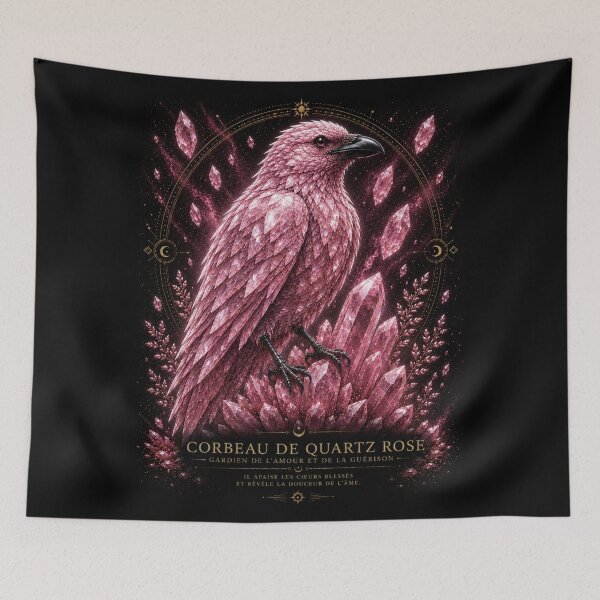 Item preview, Rose quartz raven with delicate reflections designed and sold by Axokris.
