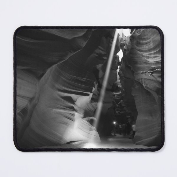 Item preview, Ray of light, sunbeam in sandstone slot canyon nature desert landscape fine art black and white photograph designed and sold by Astrid Arkhangelsky.