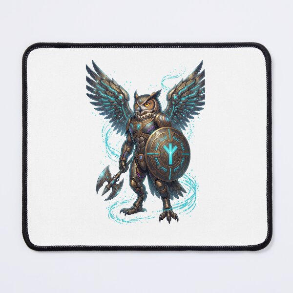 Item preview, Cyber Owl Warrior — Rune Shield Cyberpunk Art designed and sold by CalmFrameArt.