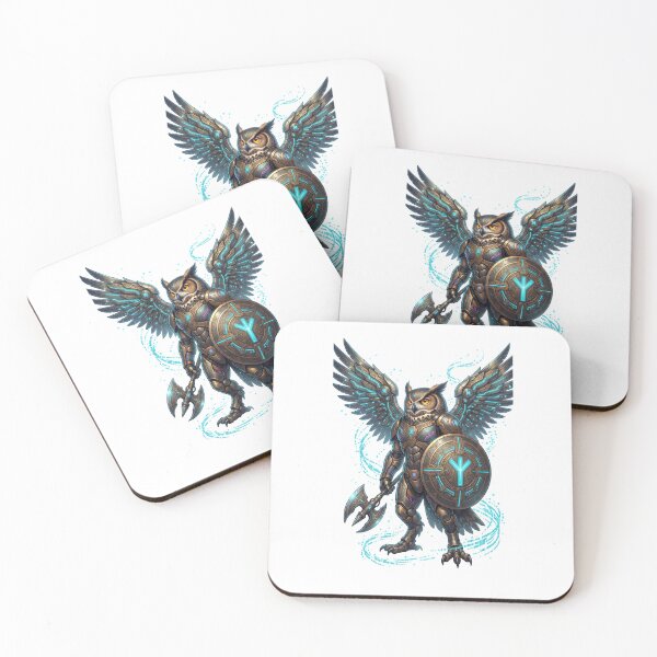 Item preview, Cyber Owl Warrior — Rune Shield Cyberpunk Art designed and sold by CalmFrameArt.