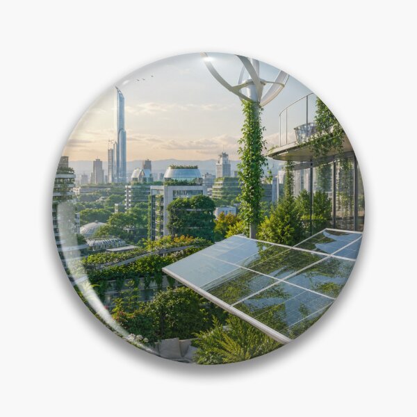 Item preview, Eco-Utopia Green Future - Sustainable Solar Garden Art designed and sold by morikuma.