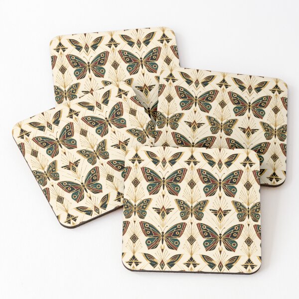 Item preview, Butterfly Art Deco Teal Gold Seamless Pattern designed and sold by Inkworksbyshery.