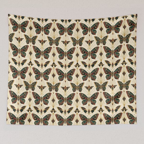 Item preview, Butterfly Art Deco Teal Gold Seamless Pattern designed and sold by Inkworksbyshery.